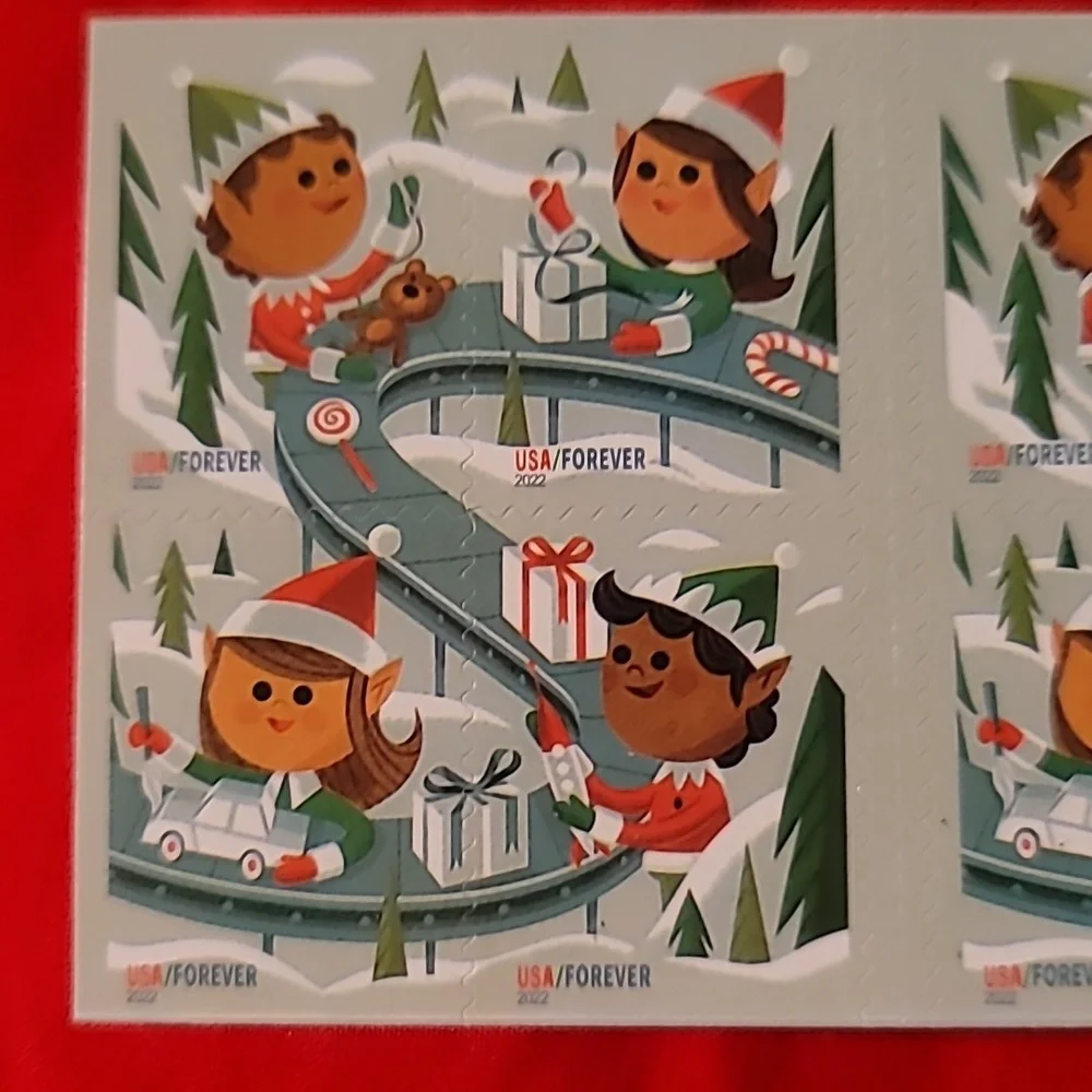 100 Holiday Elves 2022 Forever Postage Stamps USPS Christmas Wedding Invitations